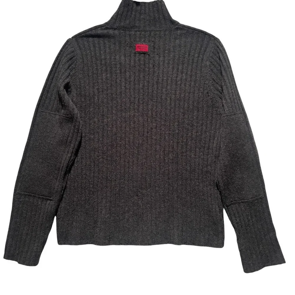 Vintage Abercrombie & Fitch Mockneck Sweater Size XL Gray Lambswool Patch Elbows